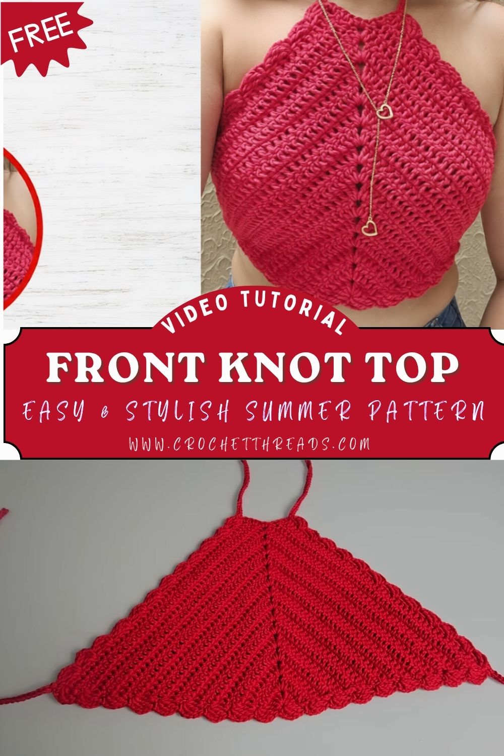 Trendy Crochet Front Knot Top Easy & Stylish Summer Pattern