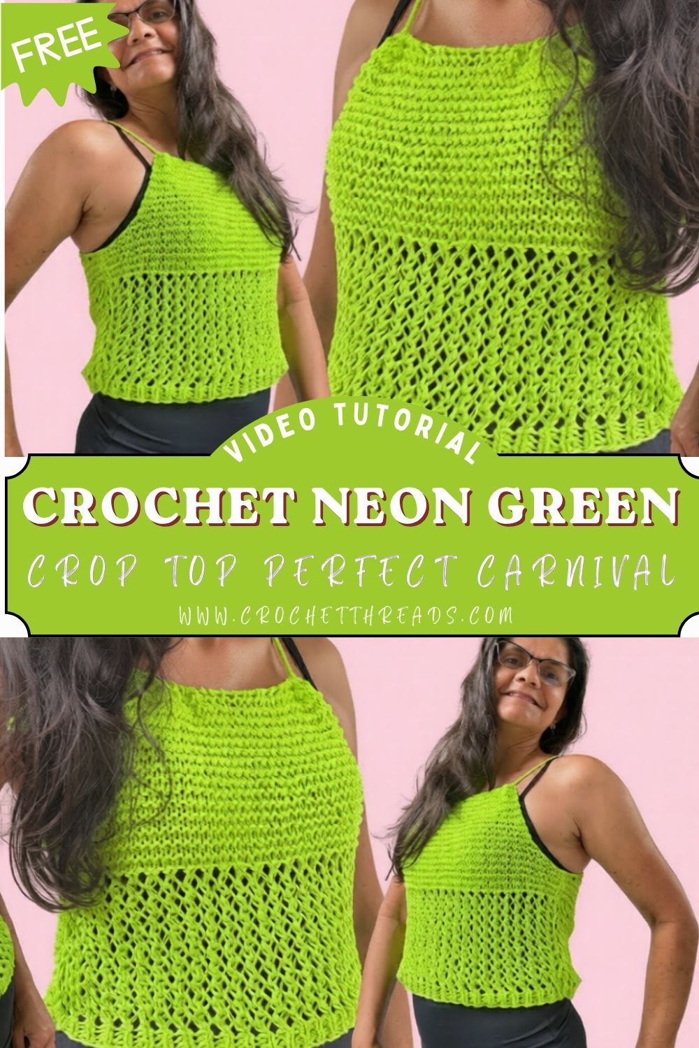 Unique Crochet Neon Green Crop Top Perfect Carnival & Summer Pattern