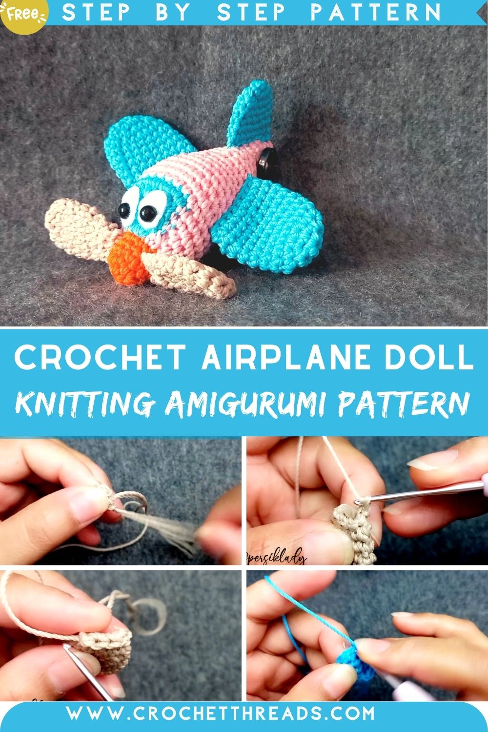 Awesome Crochet Airplane Doll Knitting Amigurumi Pattern Free for Beginner