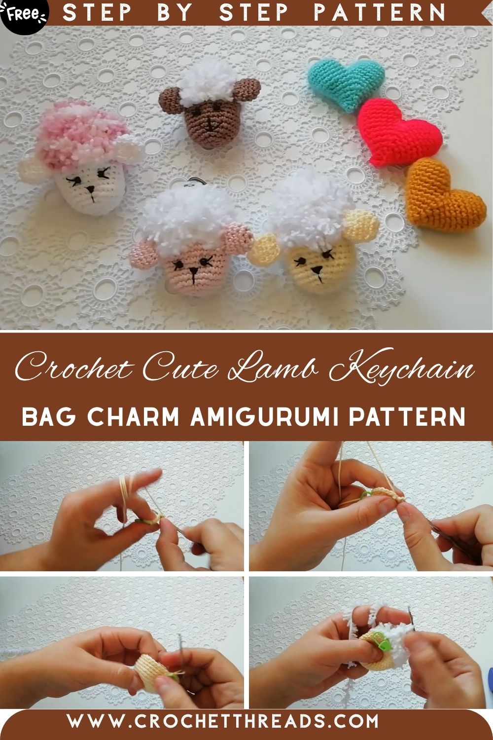 Awesome Crochet Cute Lamb Keychain & Bag Charm Amigurumi Pattern Project