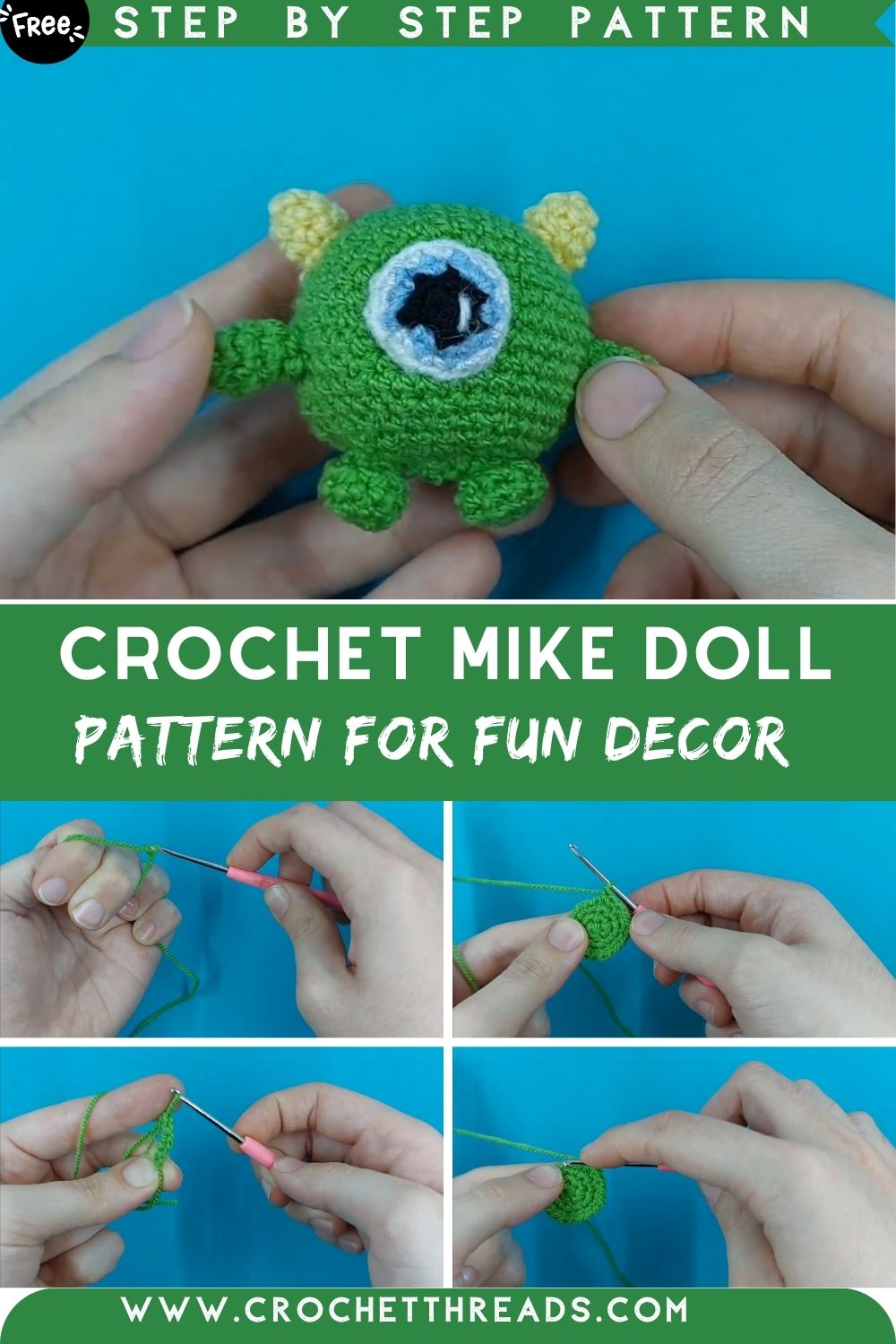 Awesome Crochet Mike Doll Amigurumi Pattern for Fun Decor