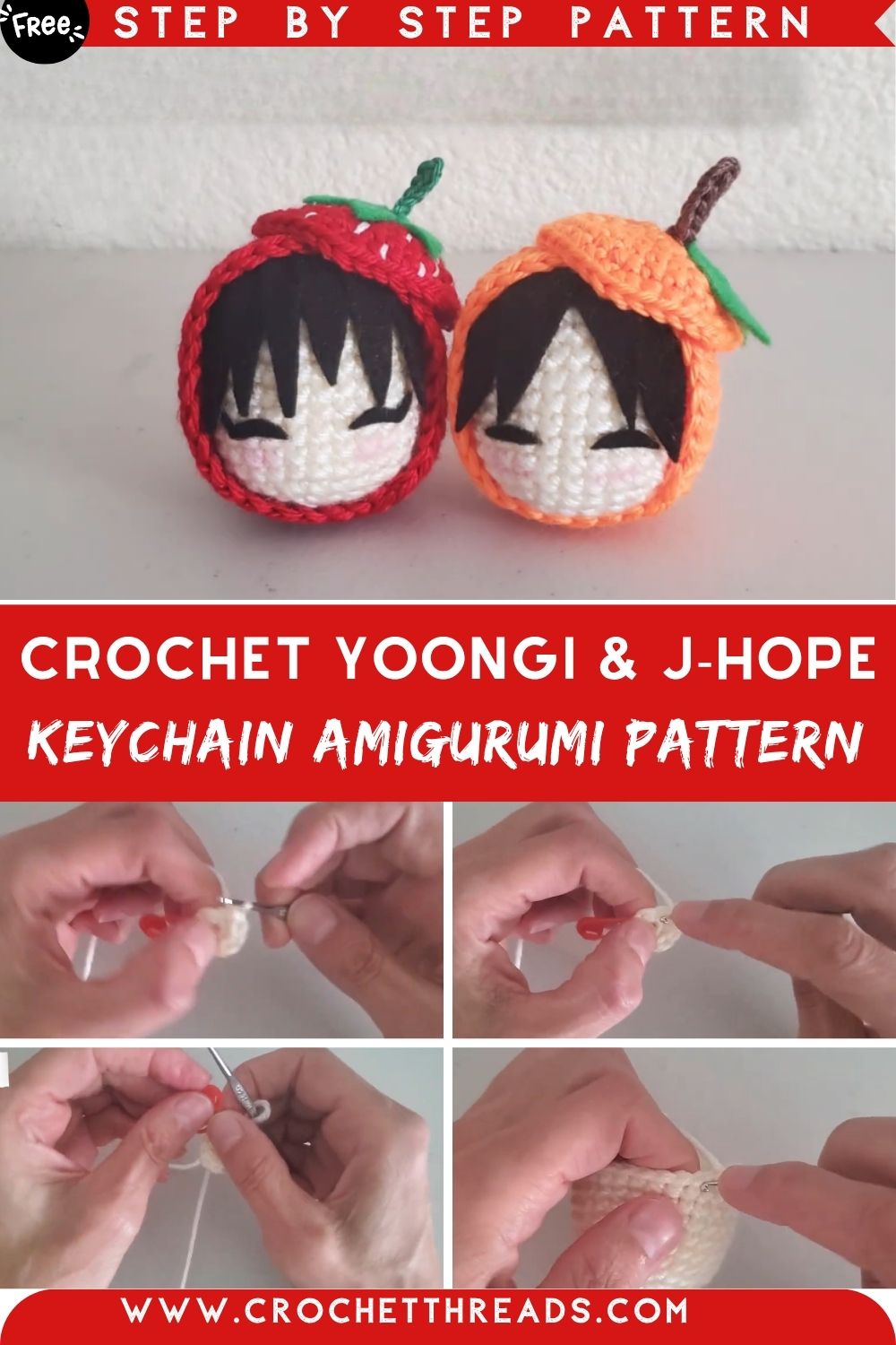 Awesome Crochet Yoongi & J-Hope Keychain Amigurumi Pattern Handmade Gift