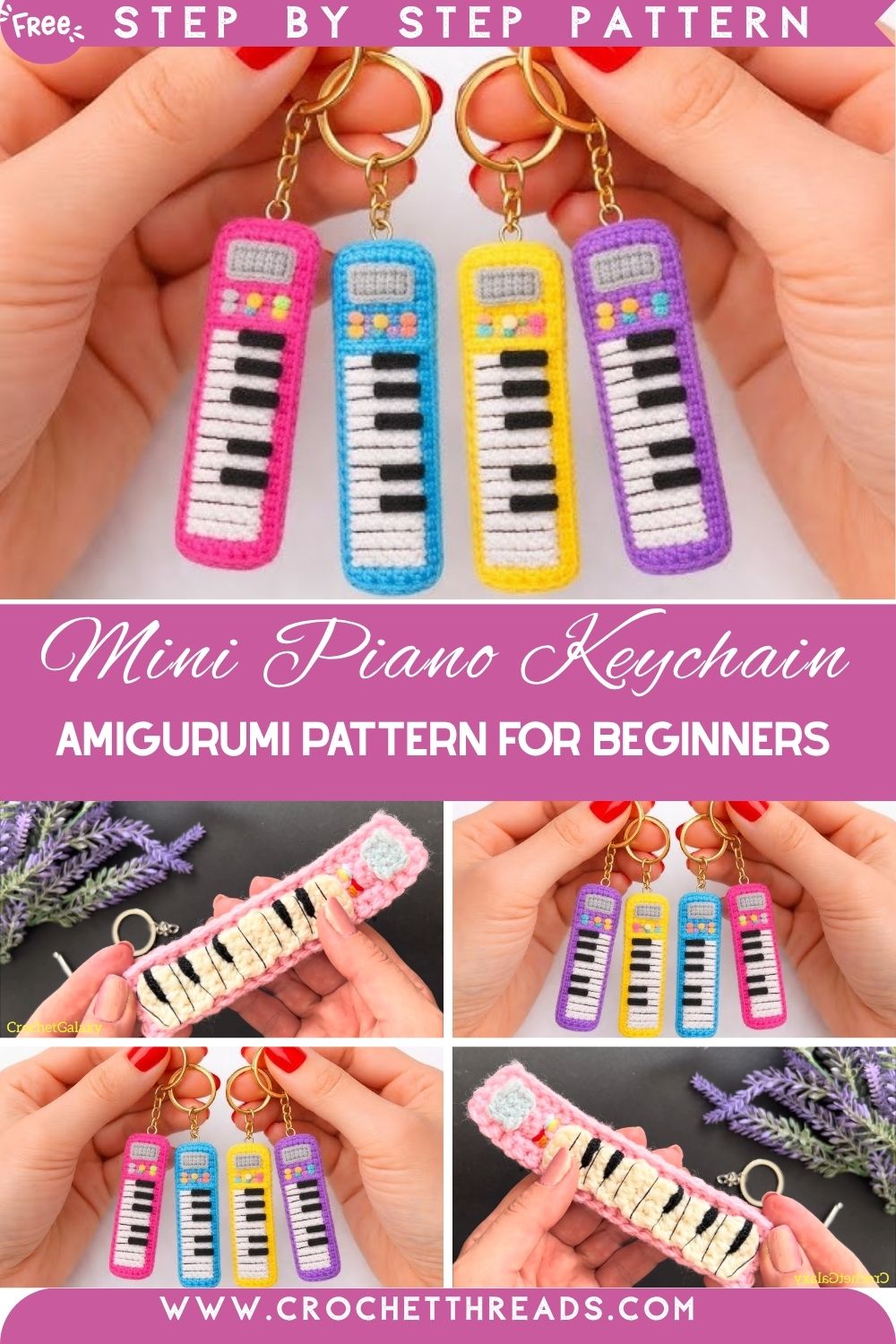 Blissful Crochet Mini Piano Keychain Amigurumi Pattern for Beginners