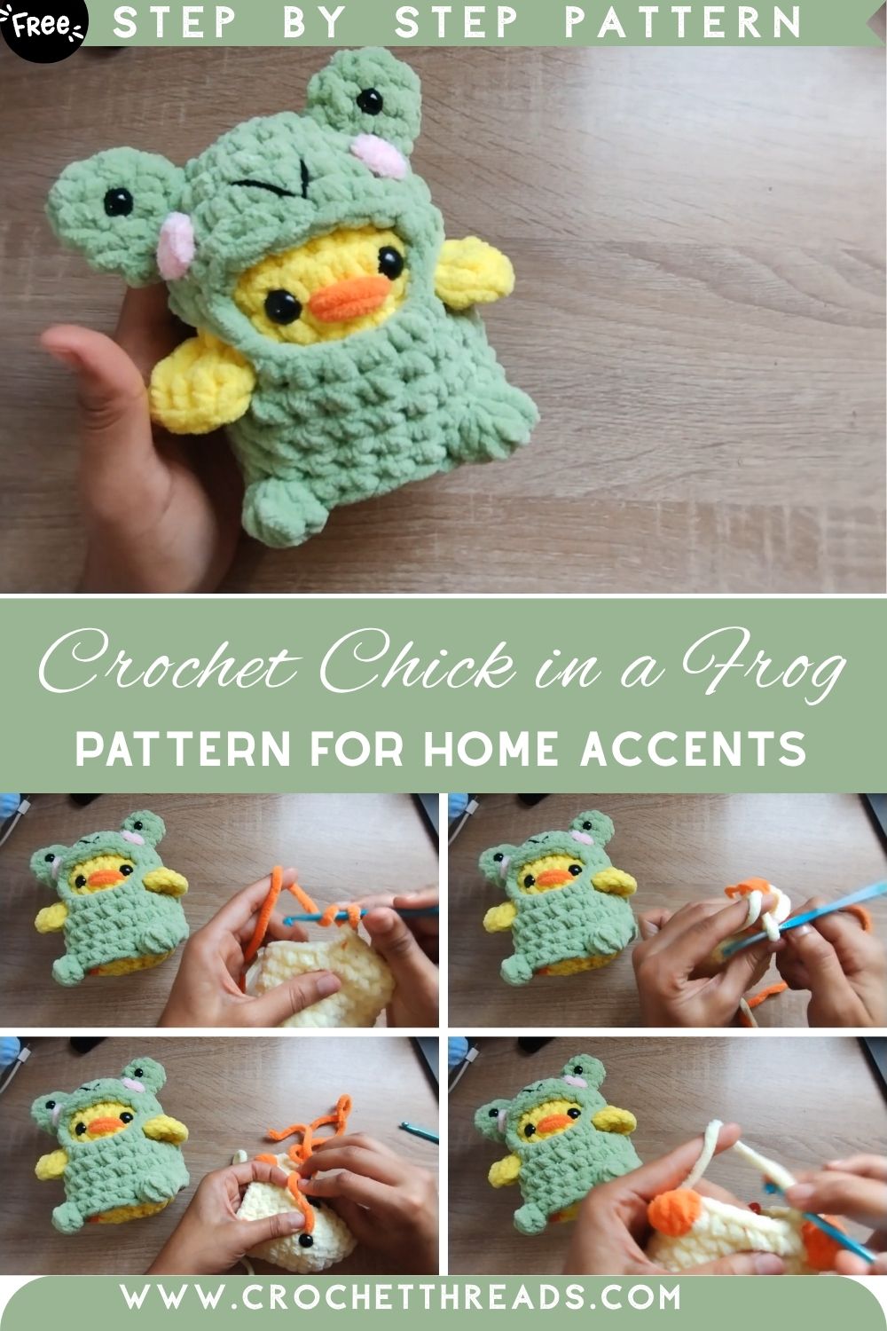 Charming Crochet Chick in a Frog Amigurumi Pattern for Home Accents