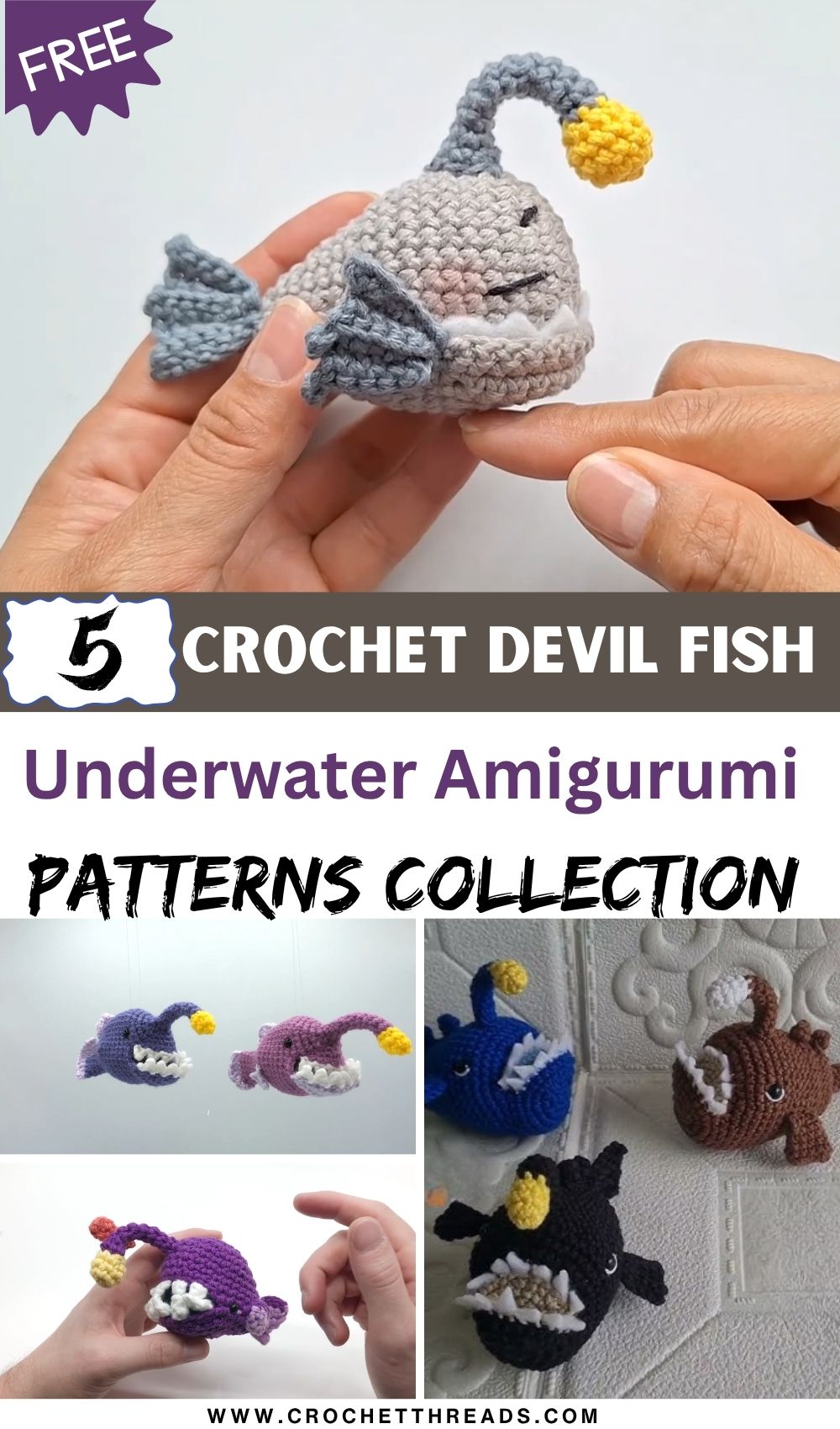 Crochet Devil Fish Underwater Amigurumi Patterns Collection