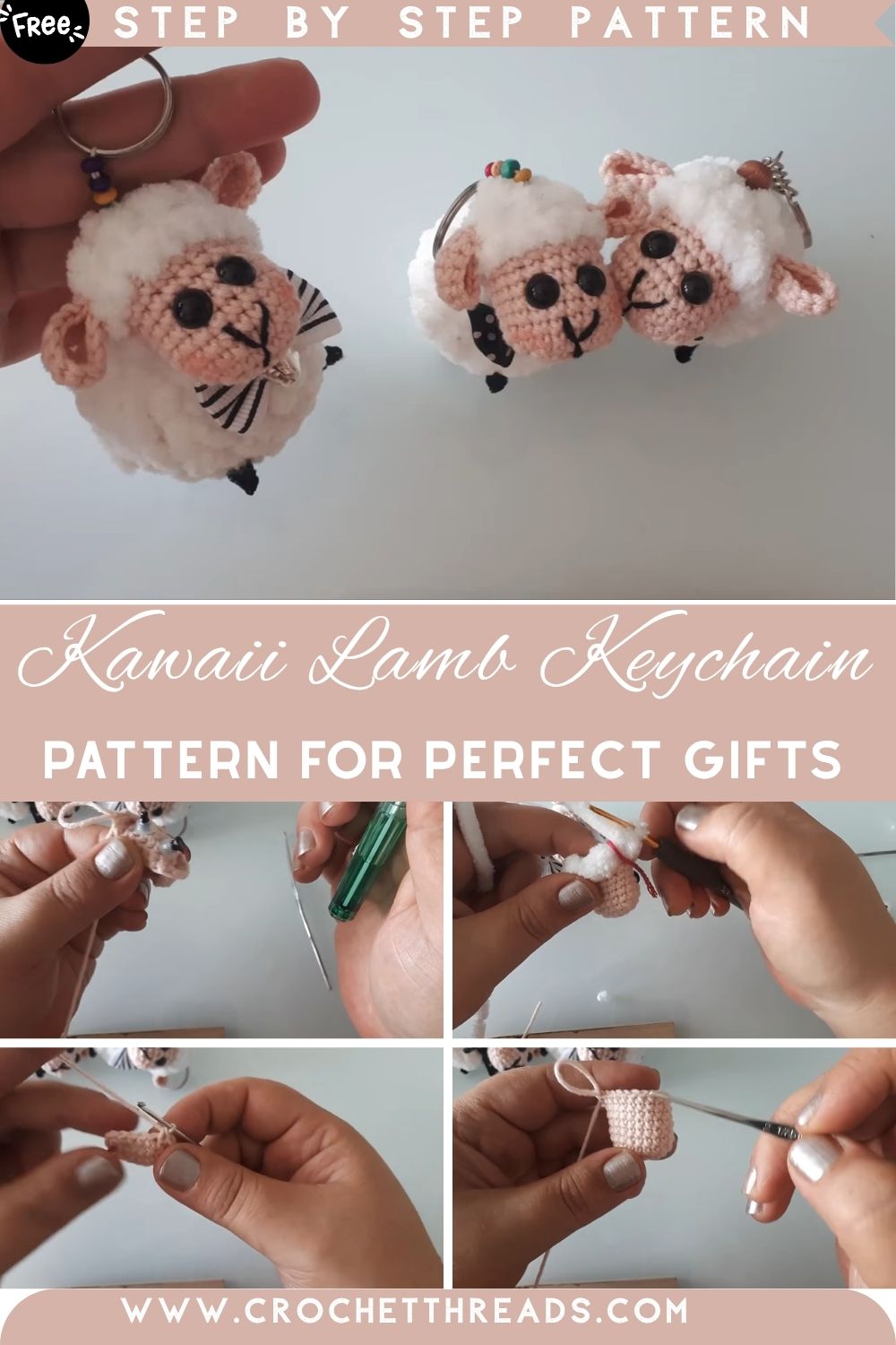 Crochet Kawaii Lamb Keychain Amigurumi Pattern for Perfect Gifts