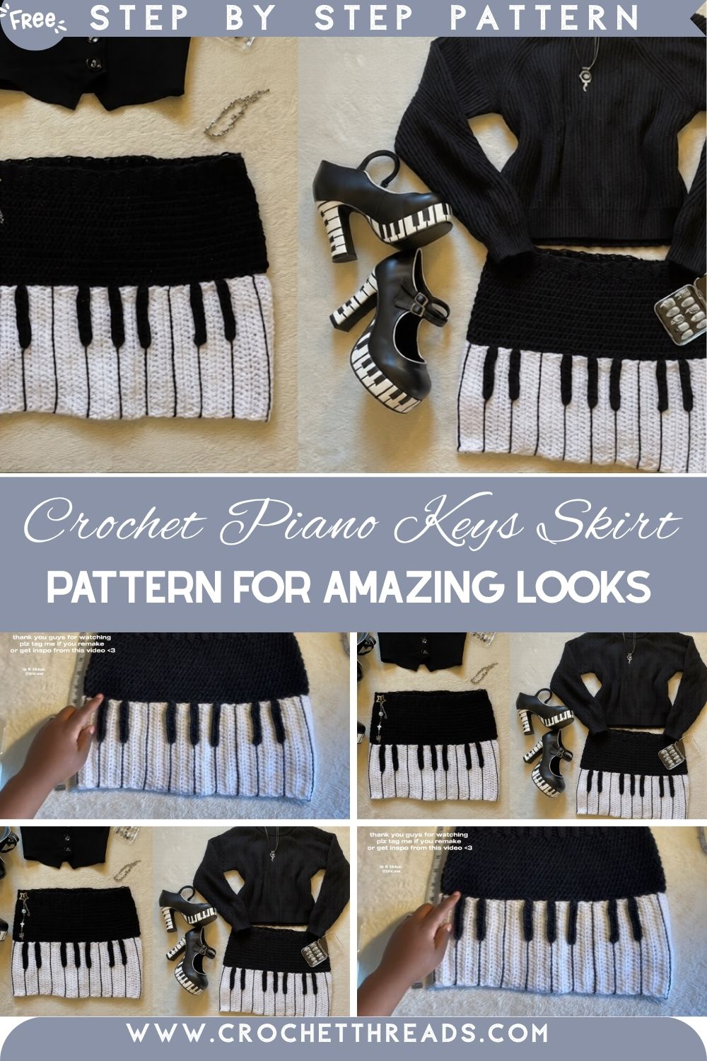 Fabulous Crochet Piano Keys Skirt Pattern for Amazing Looks