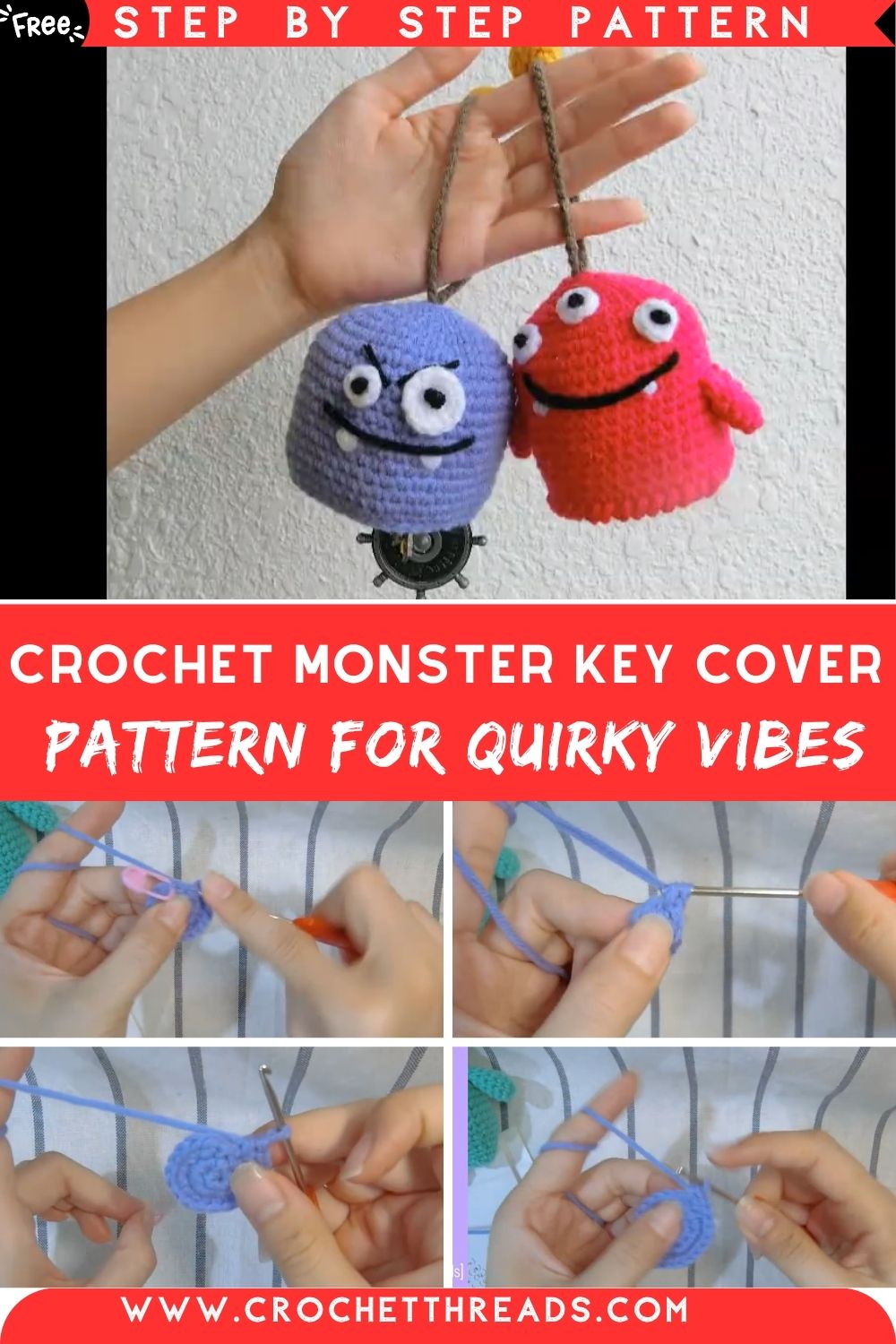 Fantastic Crochet Monster Key Cover Amigurumi Pattern for Quirky Vibes