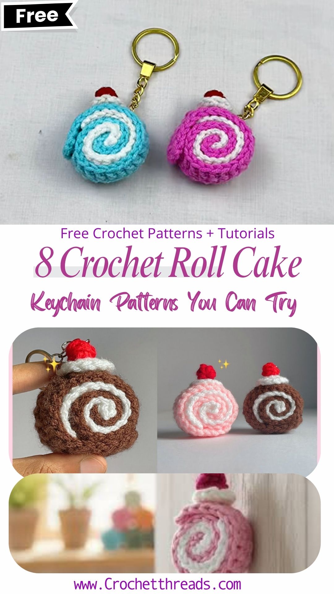 Free Crochet Roll Cake Keychain Patterns You Can Try Today