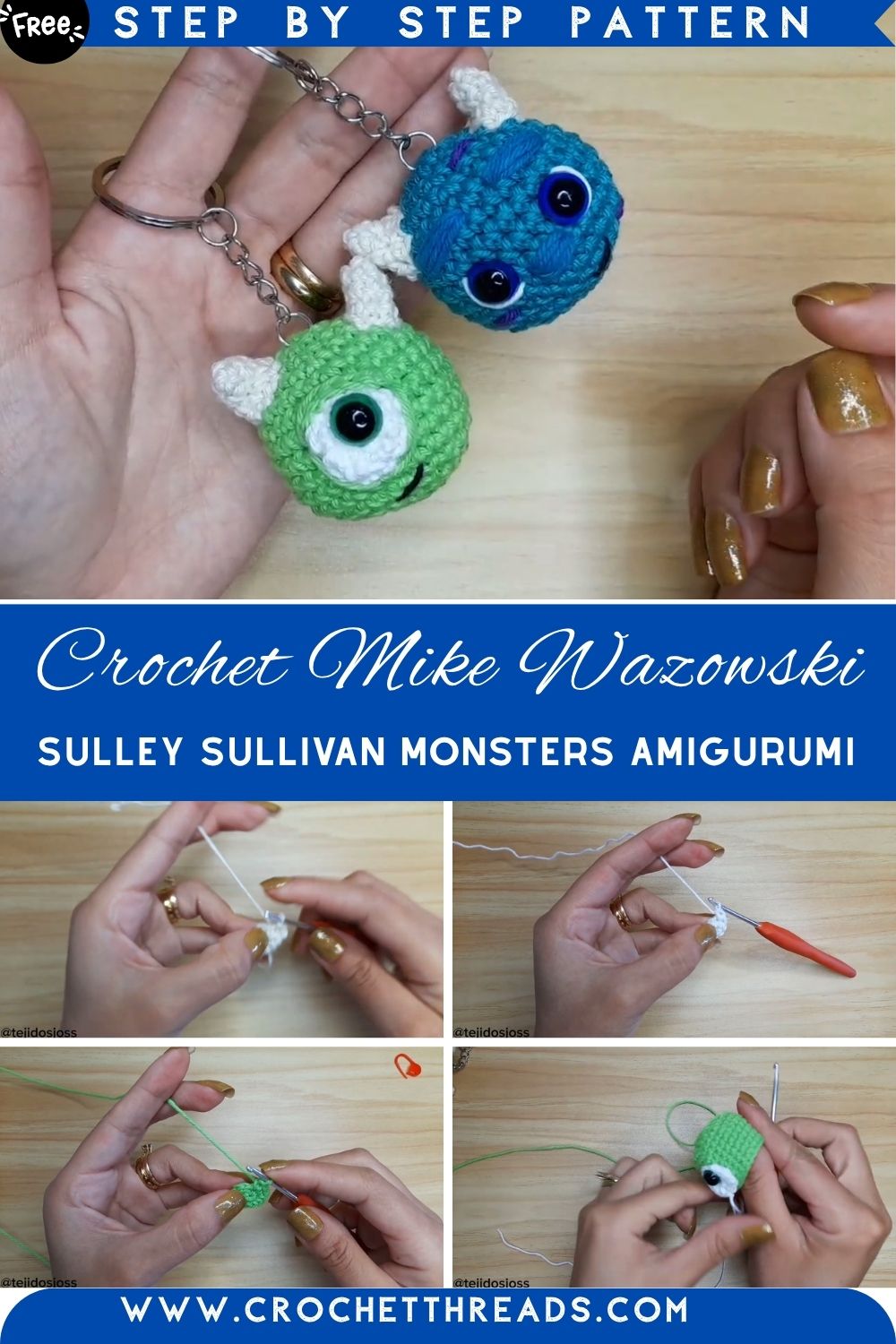 Genuine Crochet Mike Wazowski and Sulley Sullivan Monsters Amigurumi Pattern