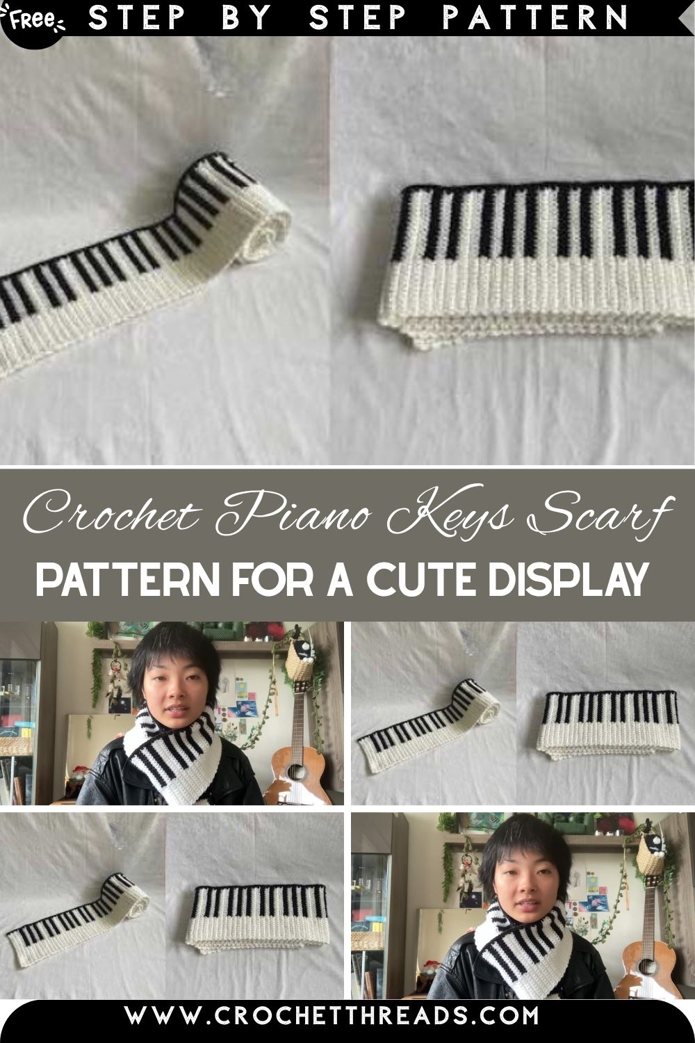 Glowing Crochet Piano Keys Scarf Pattern for a Cute Display