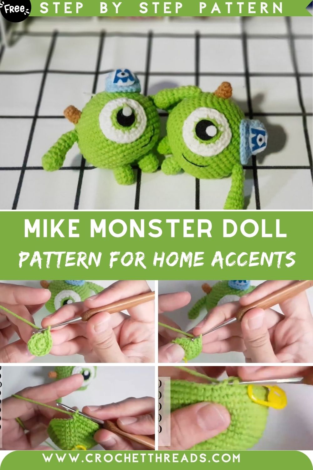 Gorgeous Crochet Mike from Monster Doll Amigurumi Pattern for Home Accents