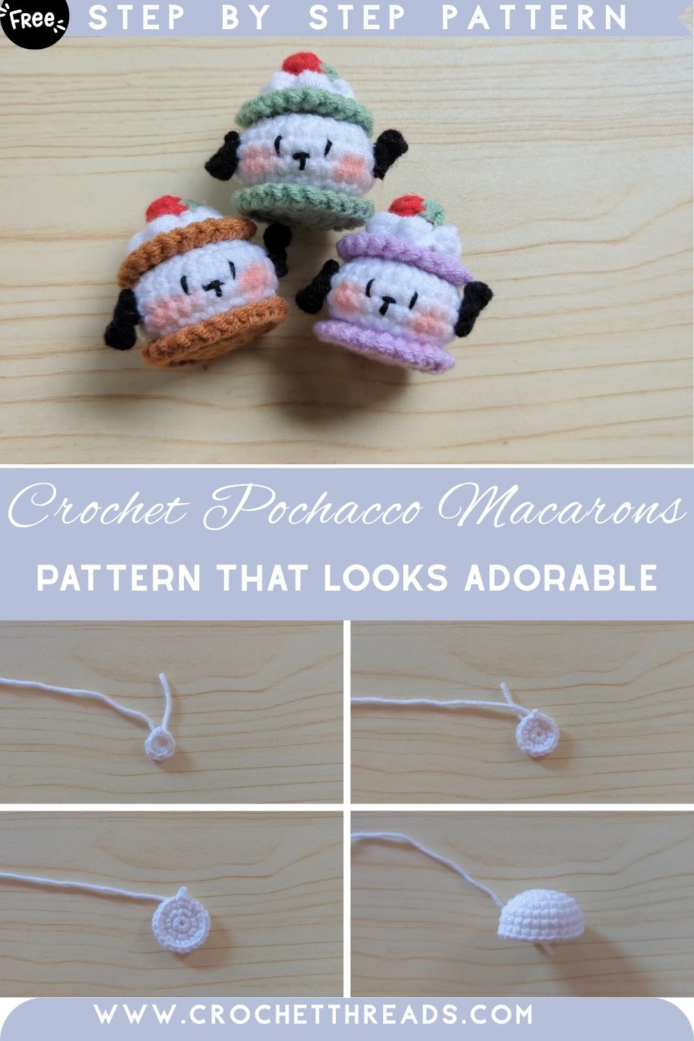 Gorgeous Crochet Pochacco Macarons Amigurumi Pattern That Looks Adorable