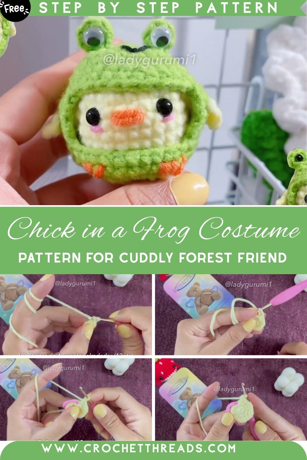 How to Crochet a Chick in a Frog Costume Amigurumi Pattern for Cuddly Forest Friend