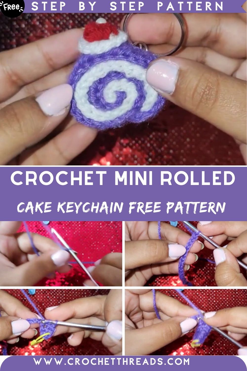 I Made the Most Adorable Crochet Mini Rolled Cake Keychain Free Pattern