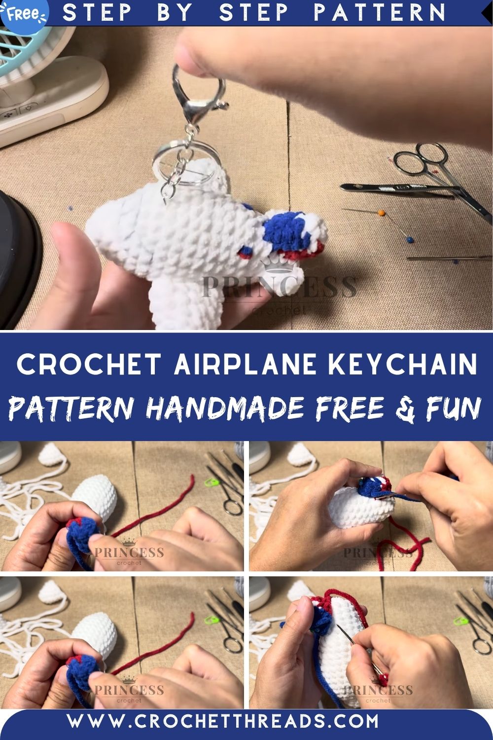 Polished Crochet Airplane Keychain Amigurumi Pattern Handmade Free & Fun