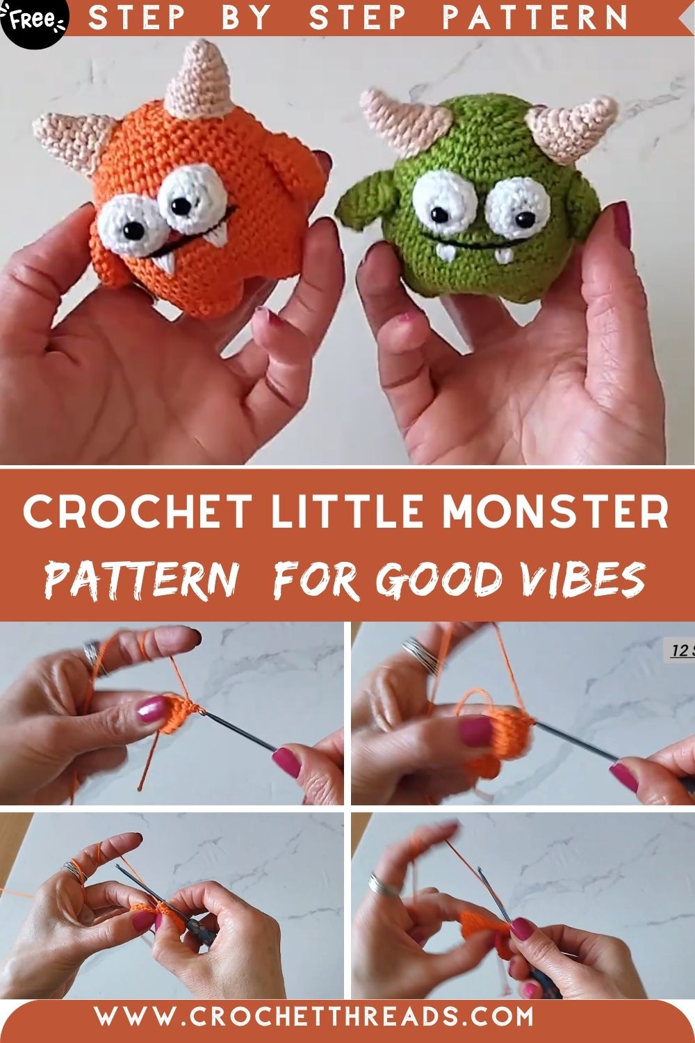 Shining Crochet Little Monster Amigurumi Pattern for Good Vibes
