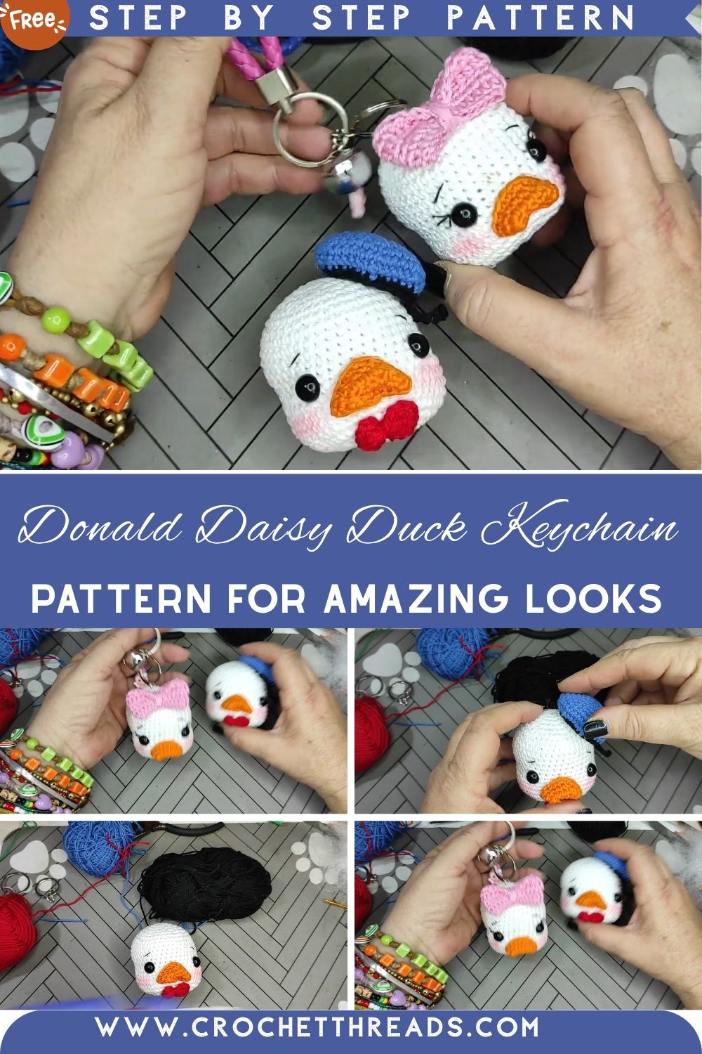 Stylish Crochet Donald and Daisy Duck Keychain Amigurumi Pattern for Amazing Looks