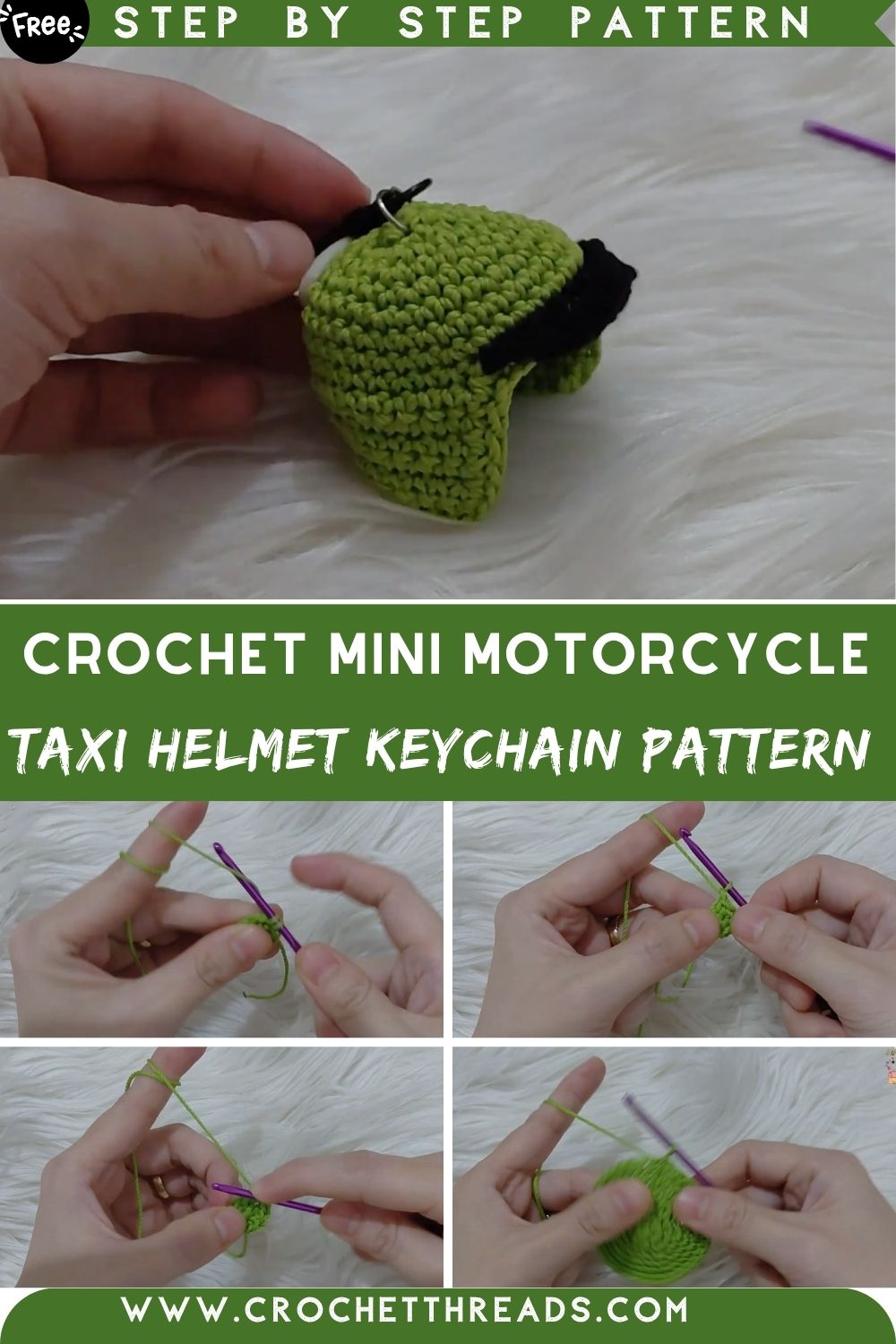 Perfect Crochet Mini motorcycle taxi Helmet keychain Pattern for Seasonal Cheer