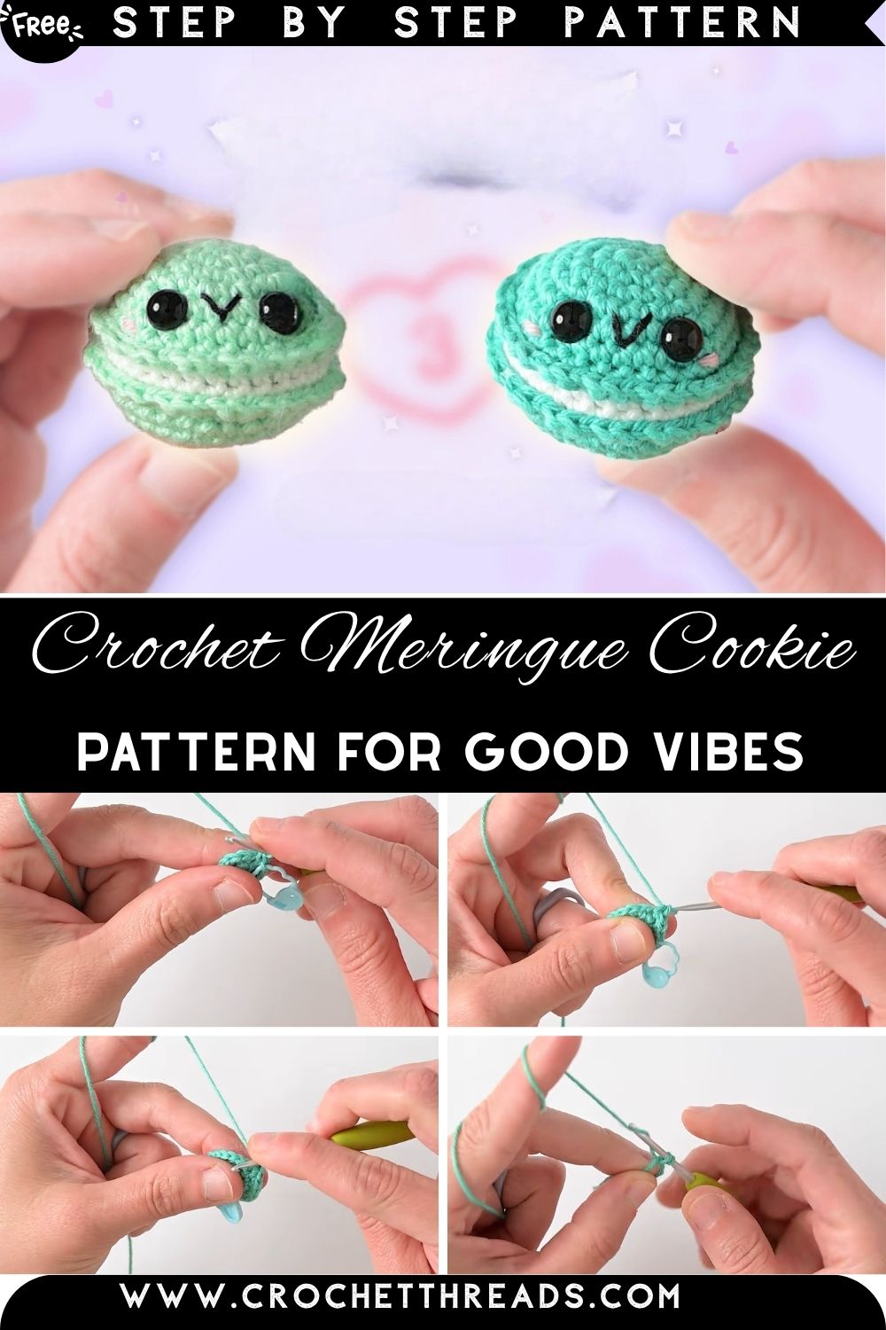 How to Crochet Meringue Cookie Amigurumi Pattern for Good Vibes