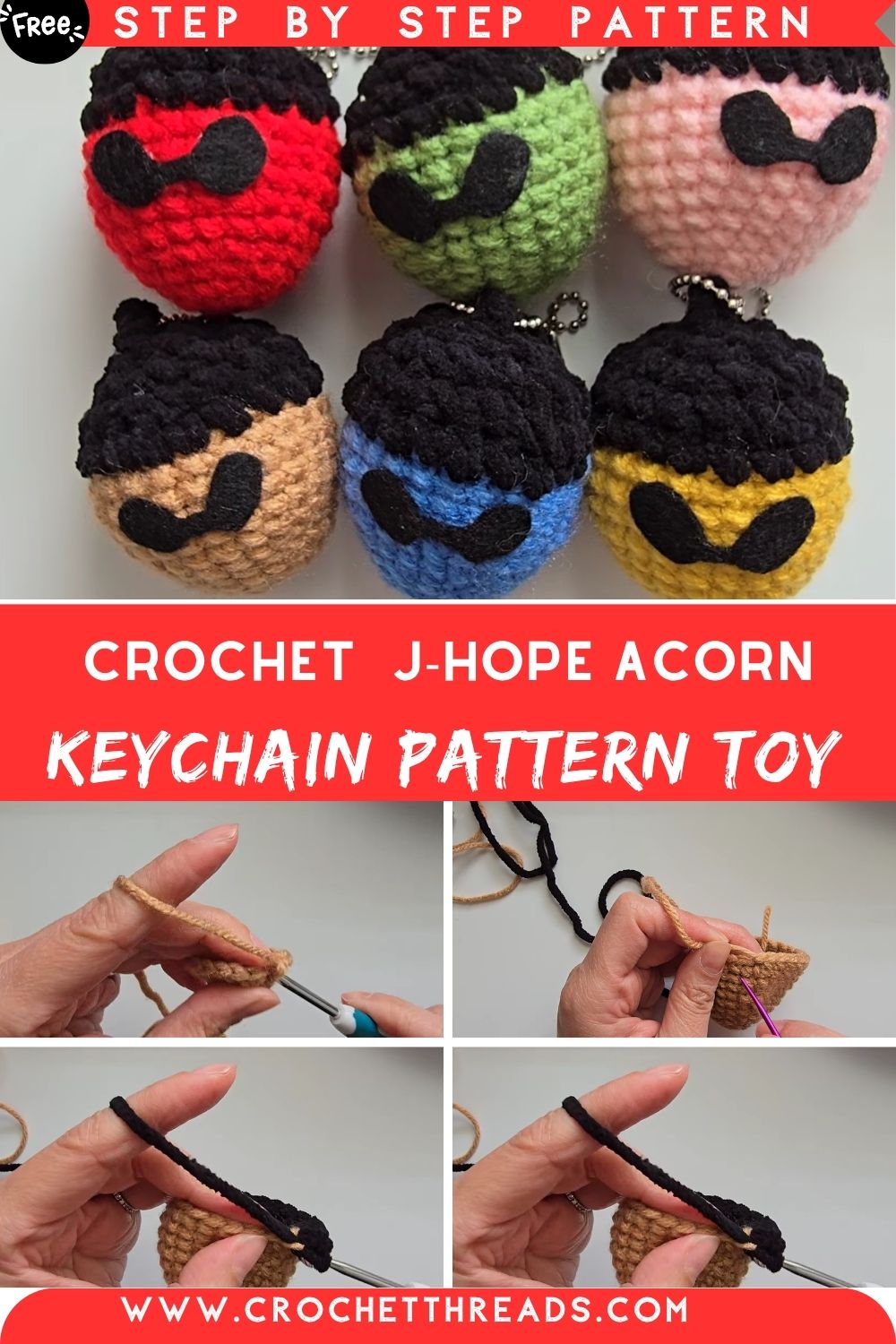 Honest Crochet This J-Hope Acorn Keychain Amigurumi Pattern Toy