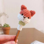 Free Crochet Fox Pencil Topper Amigurumi Pattern for Kids