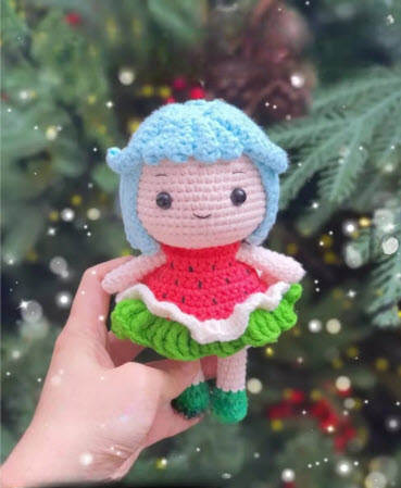 Precious Crochet Watermelon Doll Amigurumi Pattern for Newbie