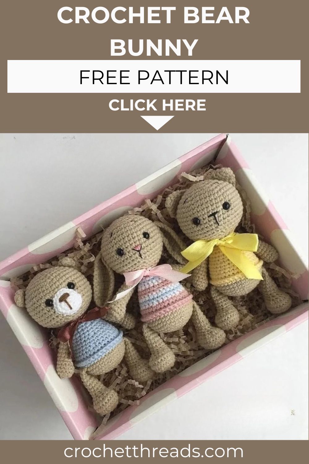 Adorable Crochet Bear Bunny and Cat Set – Free Pattern
