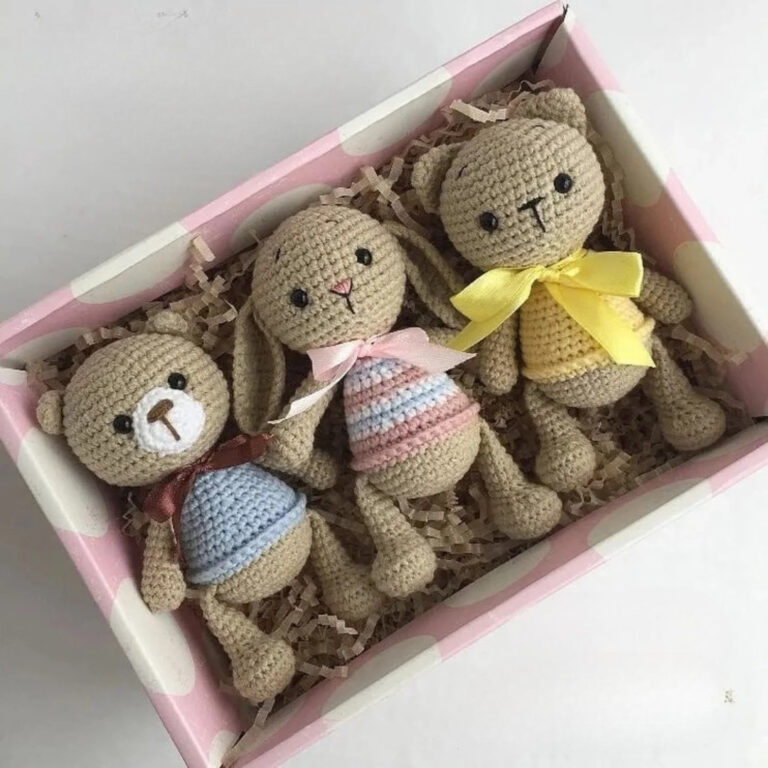 Adorable Crochet Bear Bunny and Cat Set – Free Pattern