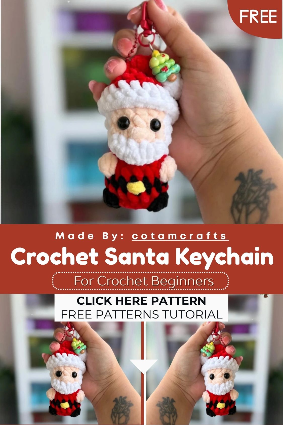 Adorable Crochet Santa Keychain – Free Christmas Amigurumi Pattern