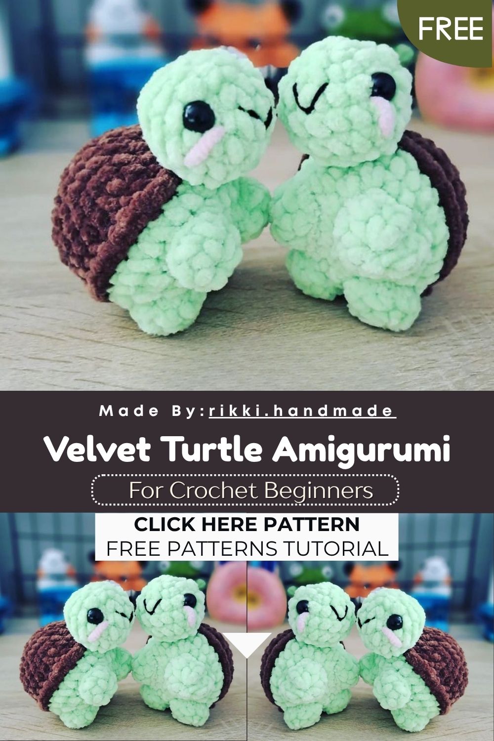 Adorable Velvet Turtle Amigurumi Crochet Pattern (Free & Easy)