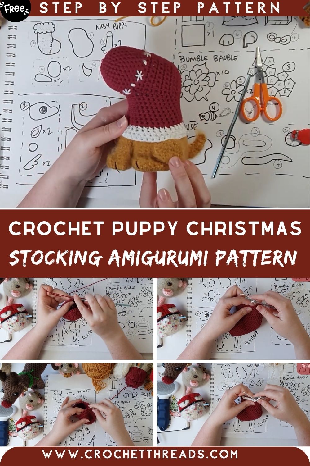 Awesome Crochet Puppy Christmas Stocking Amigurumi Pattern So Cute