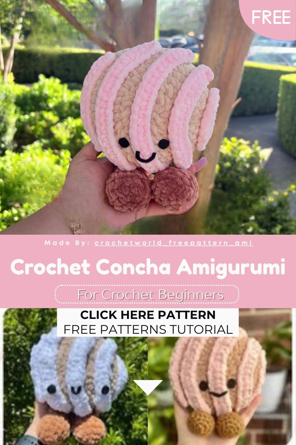 Free Crochet Concha Amigurumi Pattern for Good Vibes