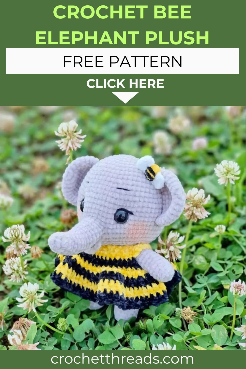 Charming Crochet Bee Elephant Plush – Free Amigurumi Pattern