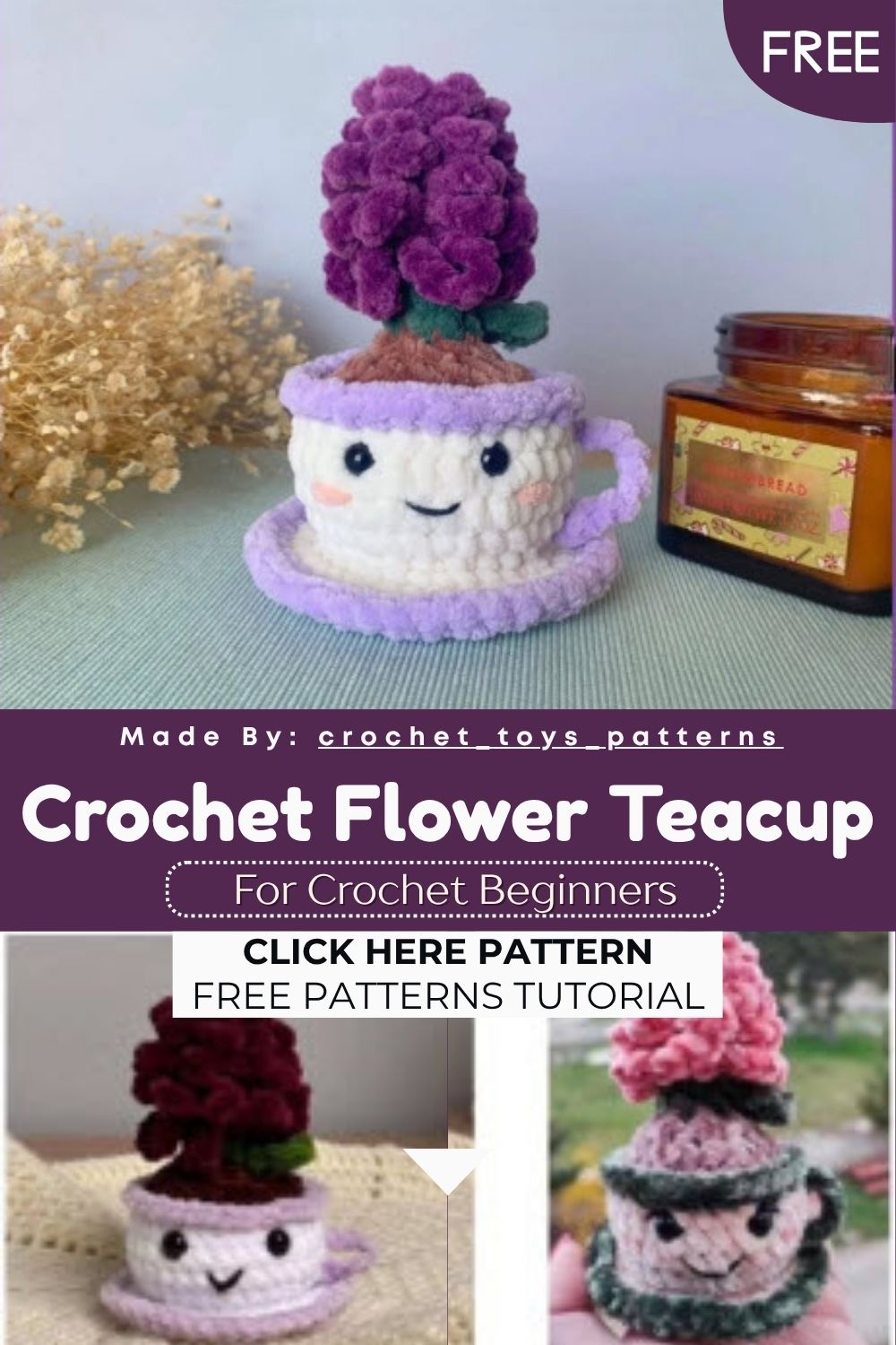 Charming Crochet Flower Teacup Plush Cute Amigurumi Pattern