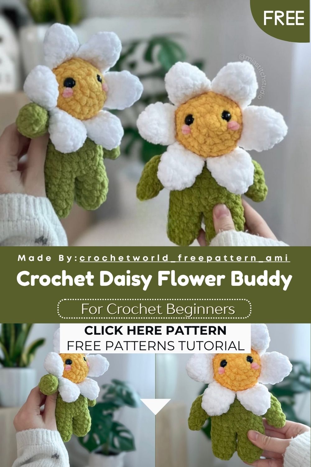 Crochet Daisy Flower Buddy Amigurumi Pattern for Home Accents