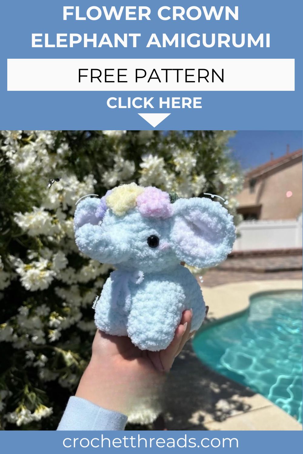 Crochet Flower Crown Elephant Amigurumi Pattern for Unique Décor