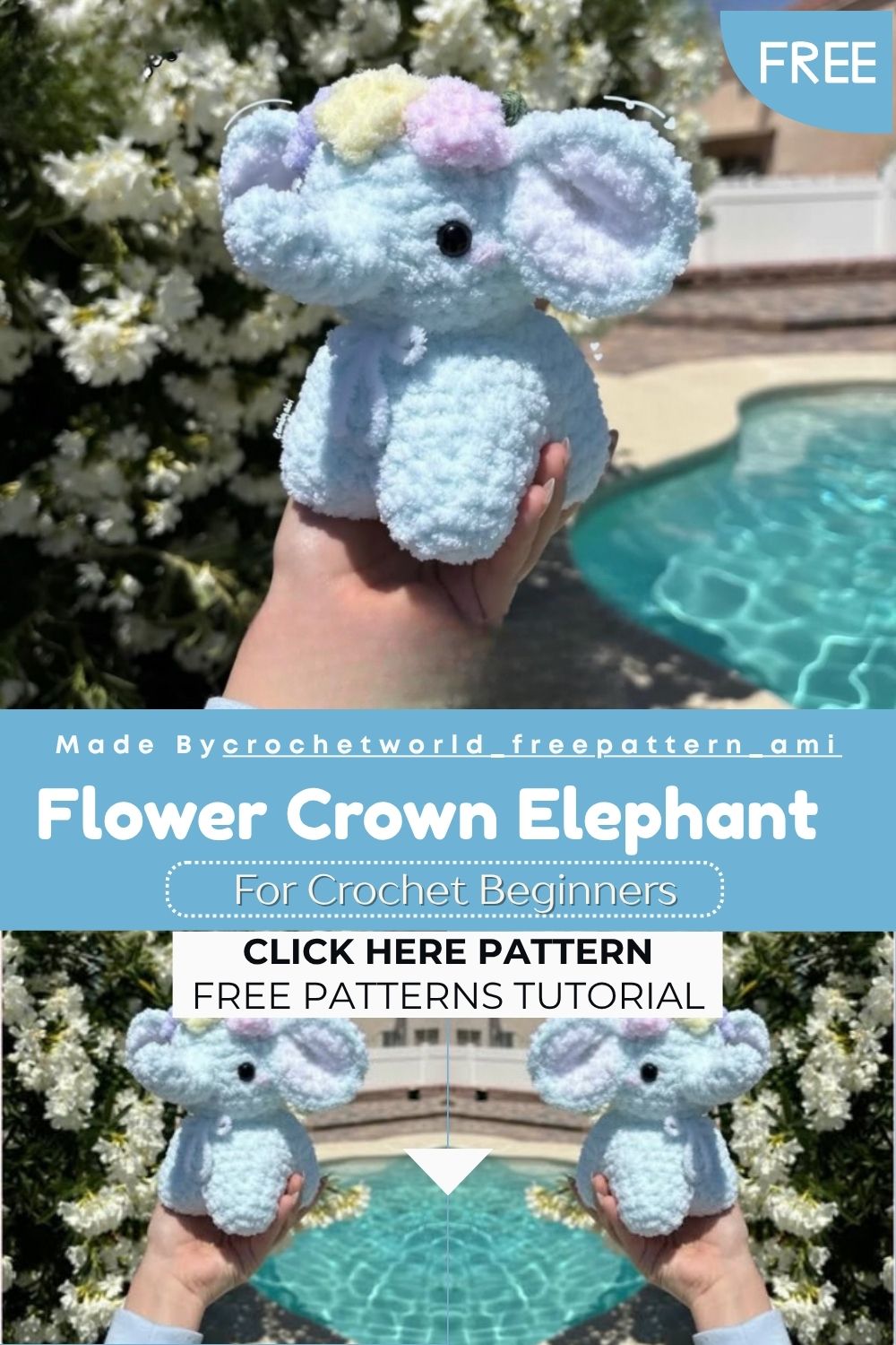 Crochet Flower Crown Elephant Amigurumi Pattern for Unique Décor