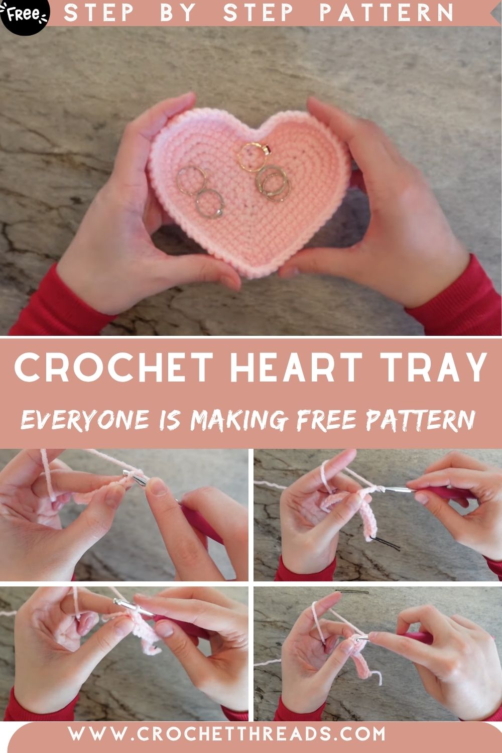 Crochet Heart Tray for Valentine's Day Everyone is Making This Free Pattern