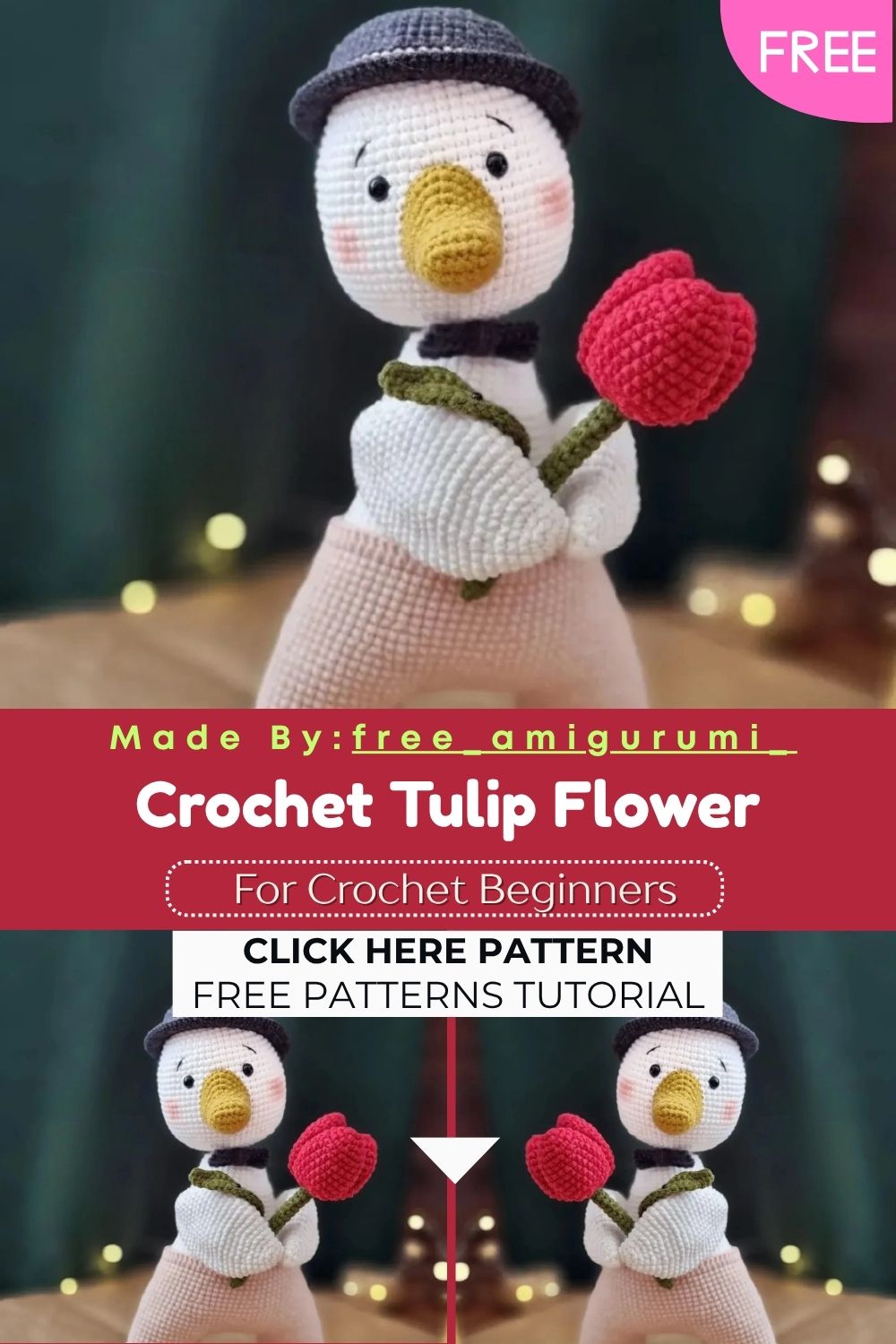 Easy Crochet Tulip Flower – Free Pattern for Beginners