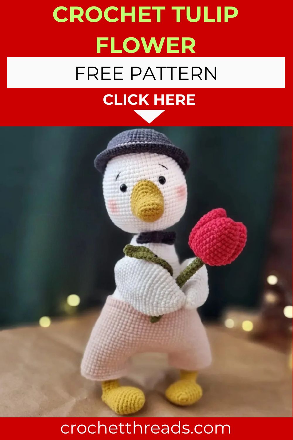 Easy Crochet Tulip Flower – Free Pattern for Beginners