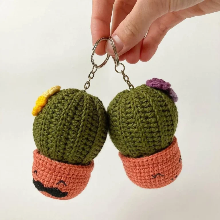 Free Crochet Cactus Keychain Pattern
