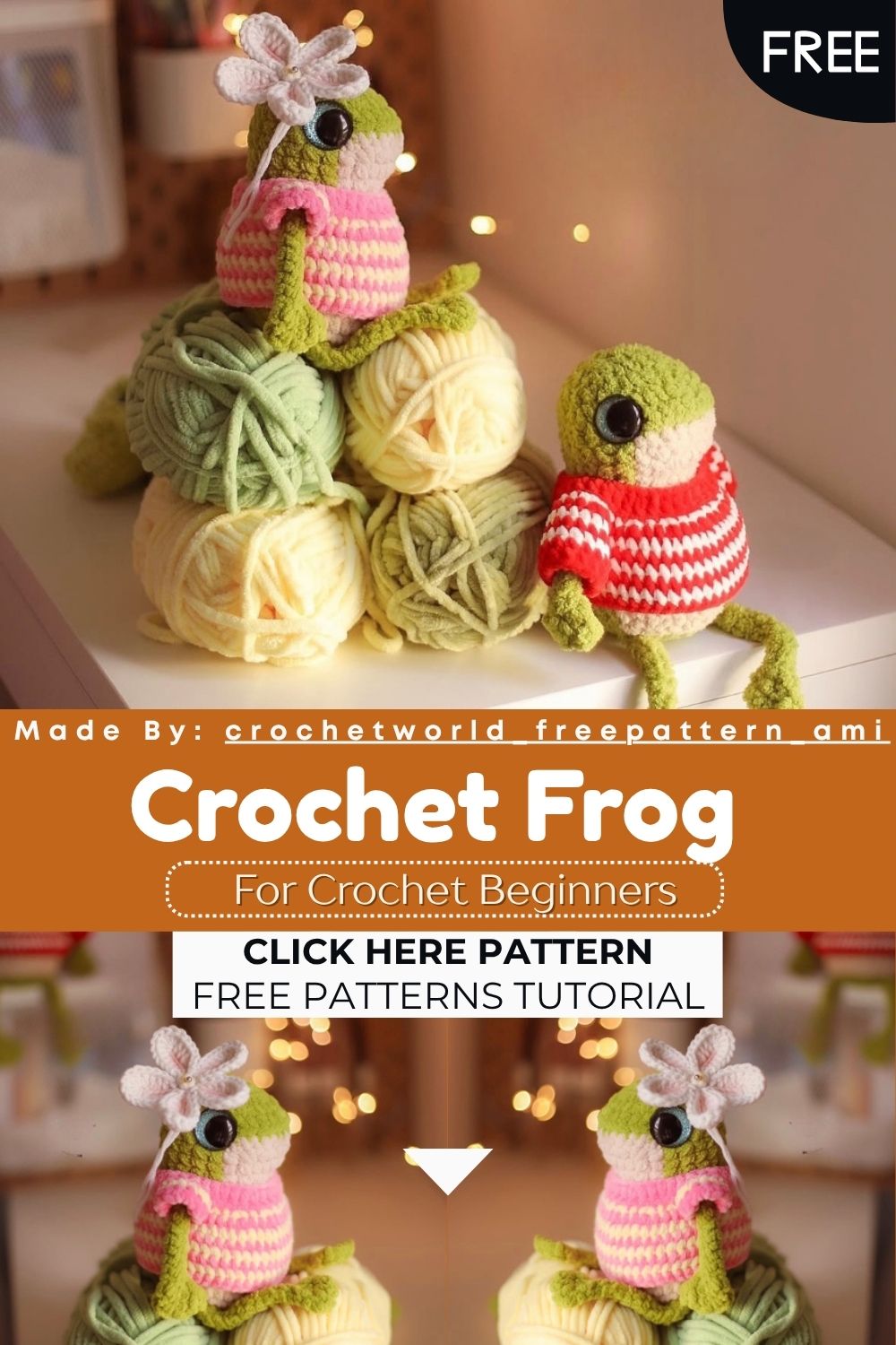 Free Crochet Frog Amigurumi Pattern – Cute Frog in Sweater Plushie
