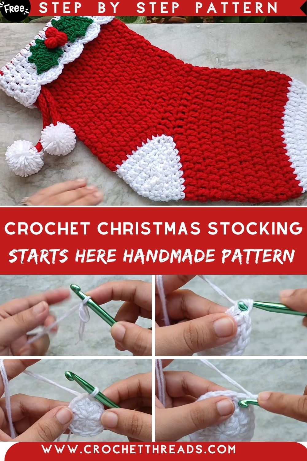 Gorgeous Crochet Christmas Stocking Starts Here Handmade Pattern