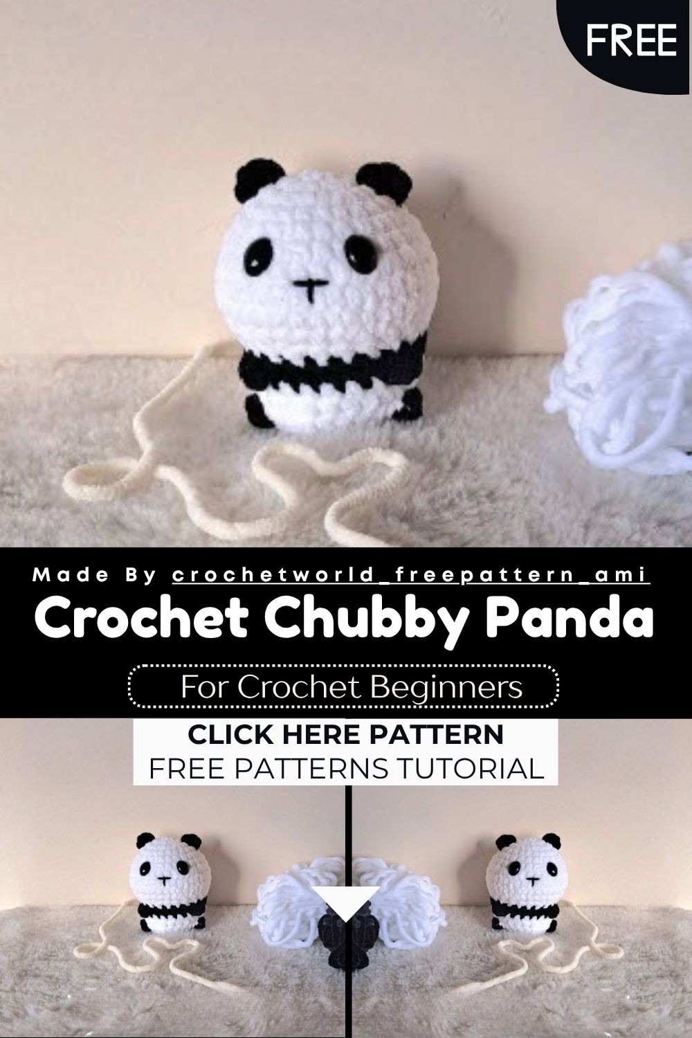 Handmade Crochet Chubby Panda Toy Amigurumi Pattern Free