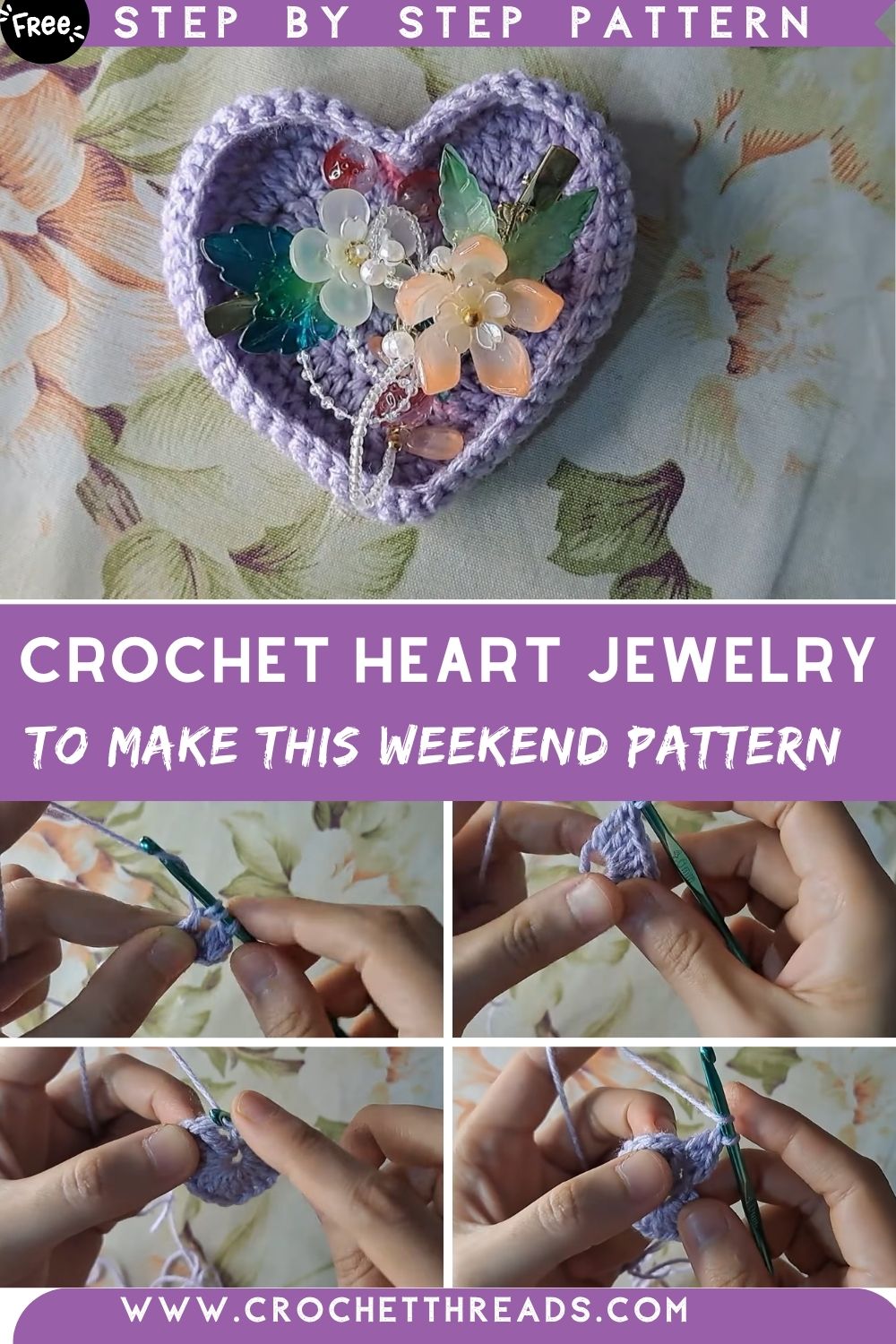 Lovely Cute Crochet Heart Jewelry tray You'll Want to Make This Weekend Pattern