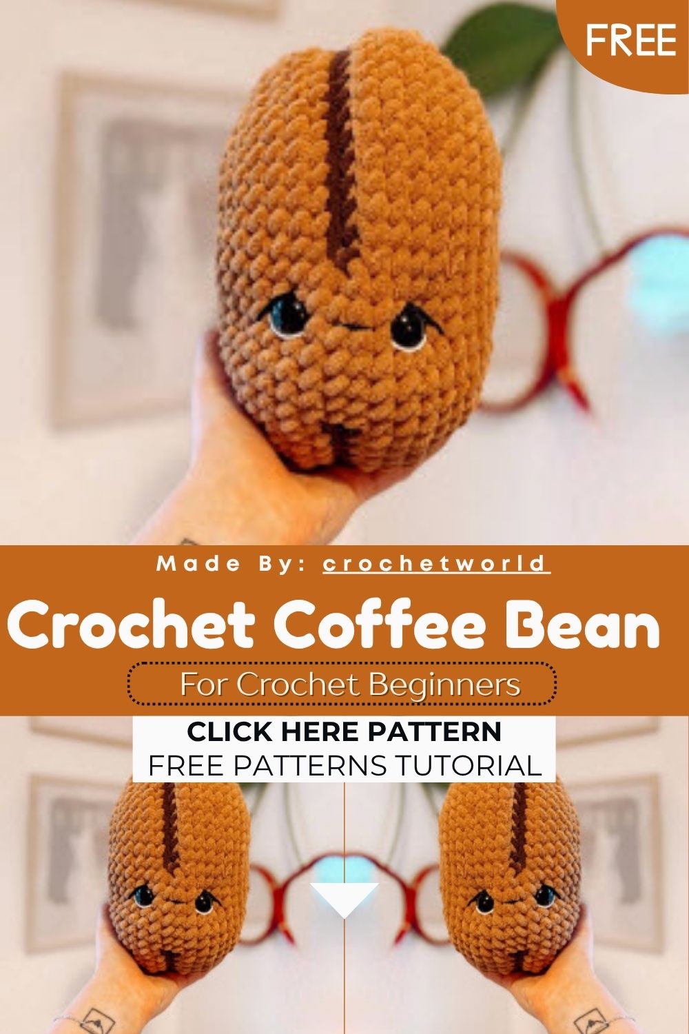 Make Your Own Crochet Coffee Bean Amigurumi Pattern Free