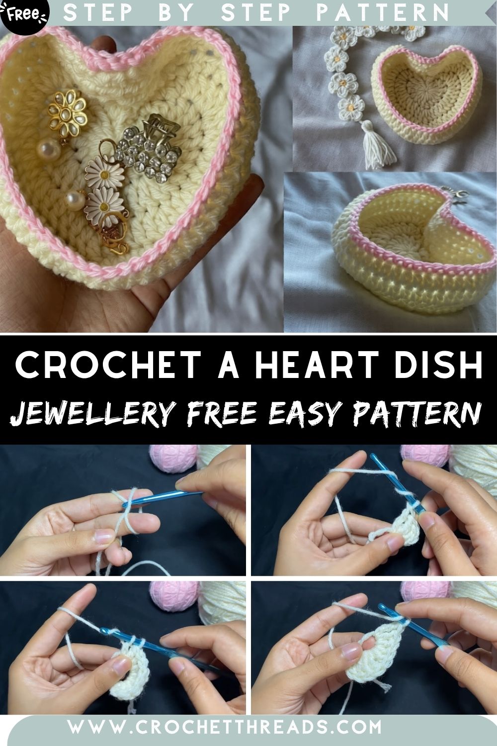 Perfect Crochet A Heart Dish For Your Jewellery Free Easy Pattern
