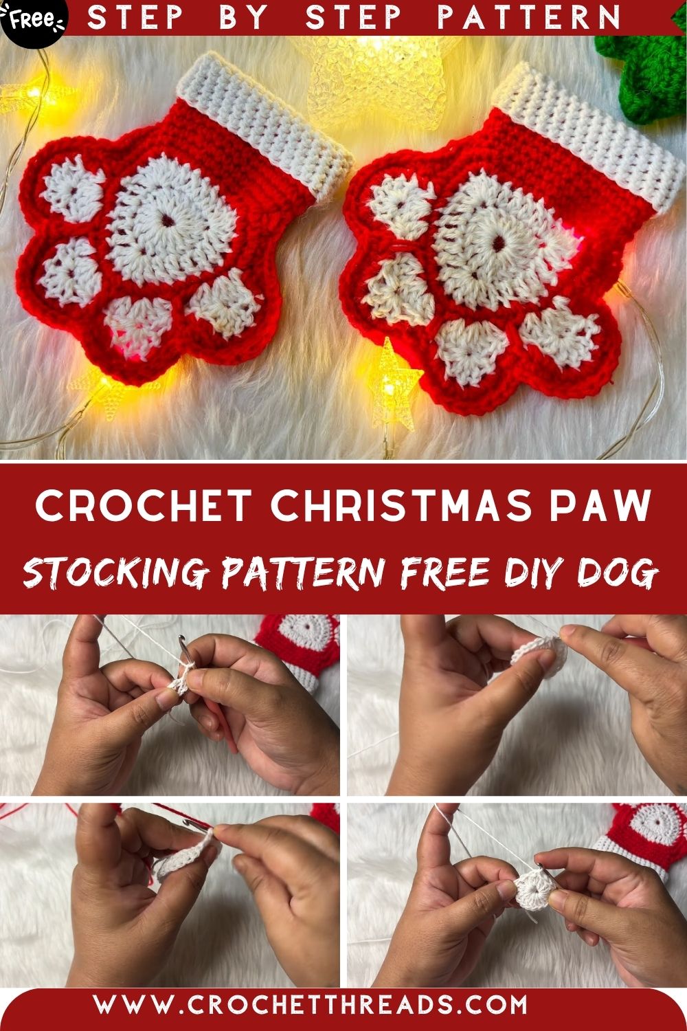 Perfect Crochet Christmas Paw Stocking Pattern Free DIY Dog Stocking