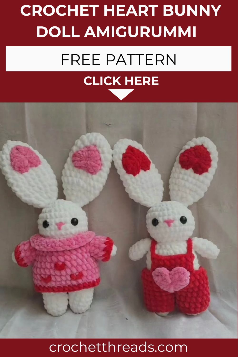 Precious Crochet Heart Bunny Doll with Amigurummi Pattern